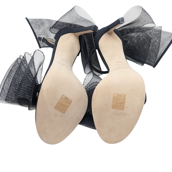 NIB Jimmy Choo Black Aveline 100 Bow Stiletto Heel Sandal Size 39.5 - Picture 5 of 8